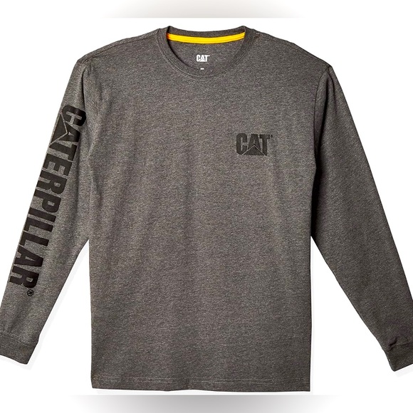 CAT Trademark Banner Long Sleeve Tee Dark Heather Gr 2XL NWT - Picture 1 of 3